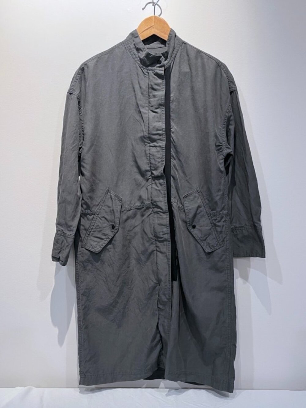 ZARA Oversized Parka Trench Coat Charcoal Grey Utility Long Jacket Women XS/S